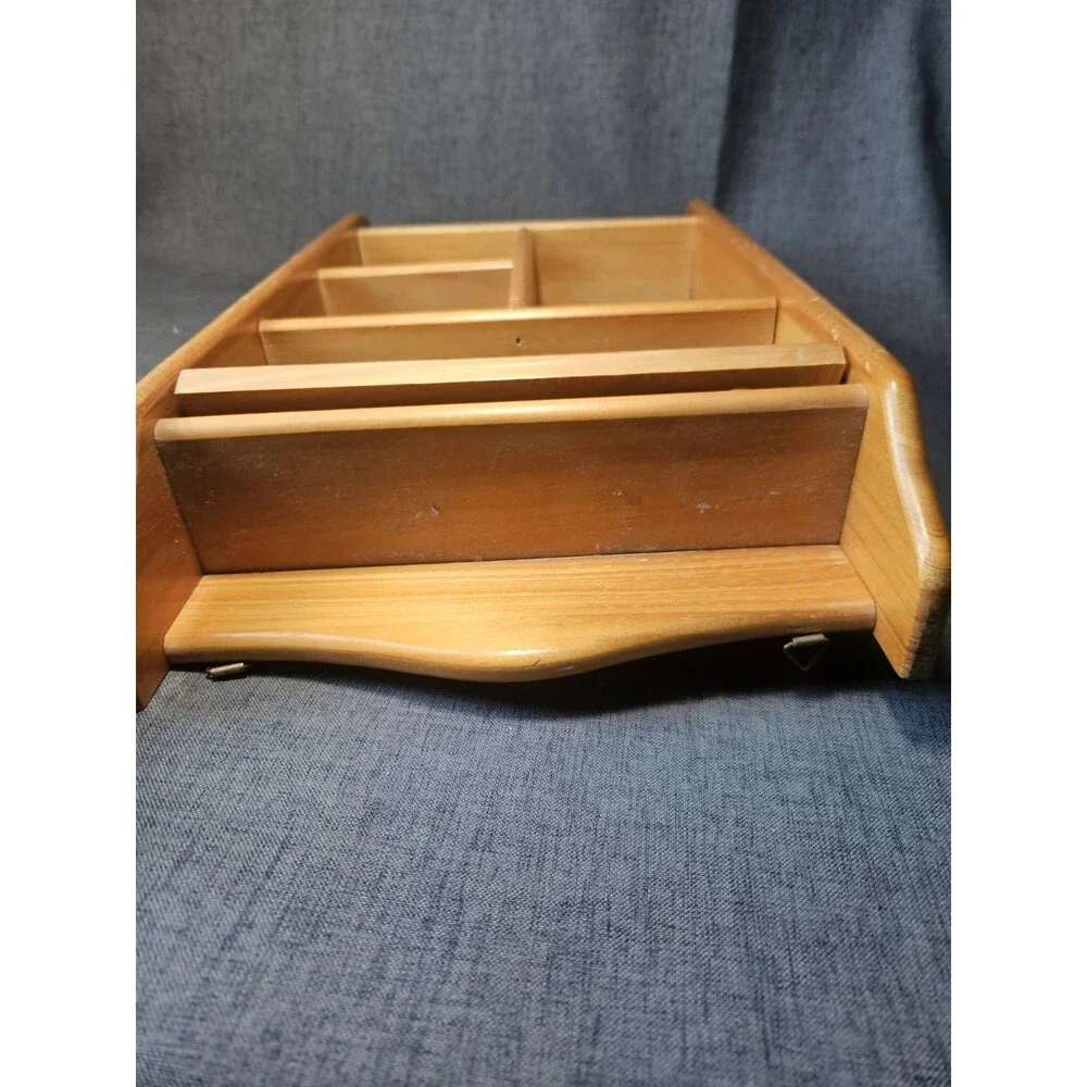 Vtg Wood Wall Shelf Curio Shadow Box Heart Dividers Display Country Cottage Core